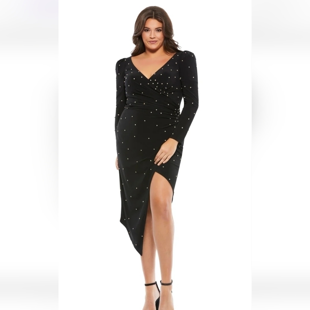 Mac Duggal 67731 NWT Black Rhinestones  size 22w